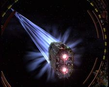 Eclipse ship leaving through stargate